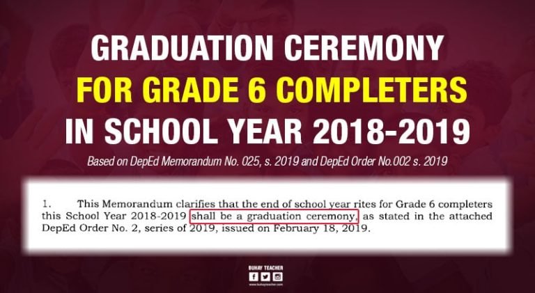 Graduation Ceremony For Grade 6 Completers In School Year 2018-2019