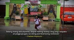 Viral Photo of a Student Who Stands Still Under the Rain During Flag Ceremony