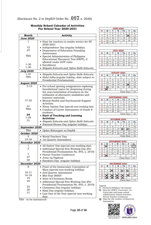 DepEd Releases School Calendar for SY 20202021 Buhay Teacher